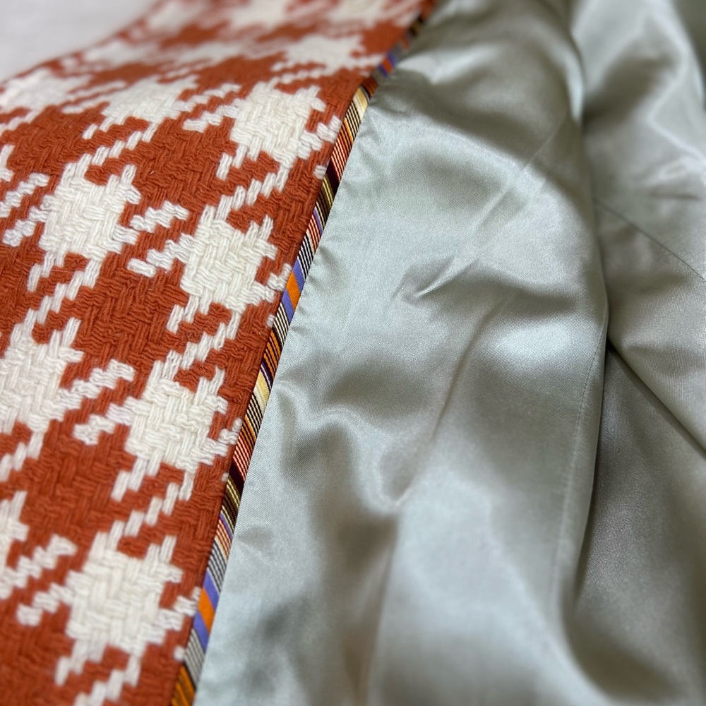 J.Crew Italian Houndstooth Greta Coat Orange & White Women’s Size Regularly $375 - Picture 11 of 14